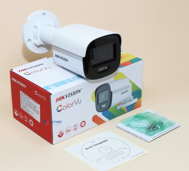 Camera có màu ban đêm, camera Hikvision 2MP (ColorVu) 𝐃𝐒-𝟐𝐂𝐄𝟏𝟎𝐃𝐅𝟎𝐓- Bảo hành 2 năm