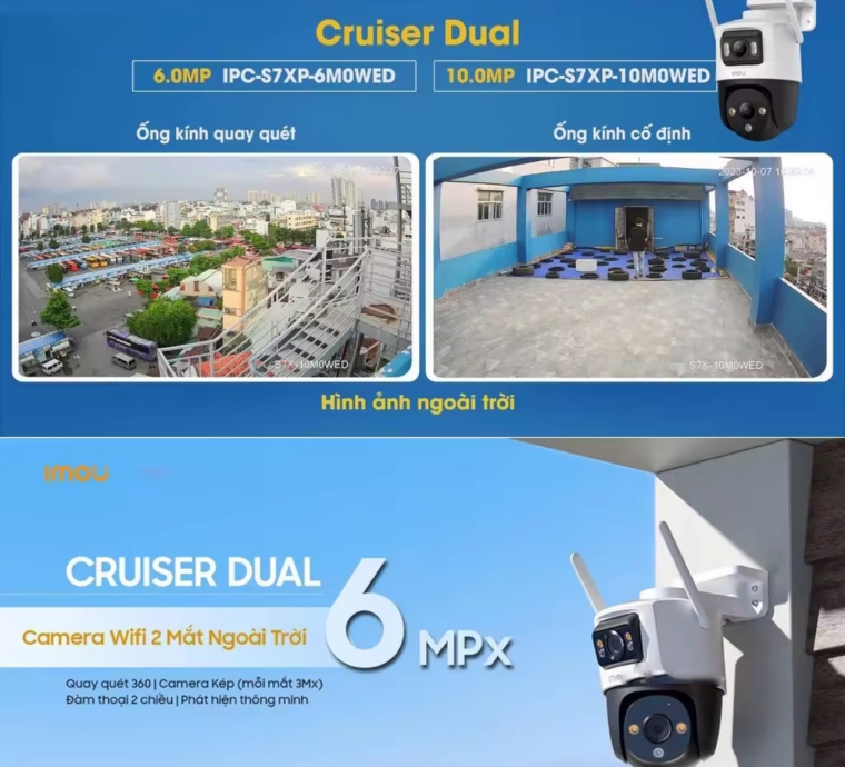 Camera 2 Mắt Ngoài Trời IMOU Cruiser Dual 6MP IPC-S7XP-6M0WED