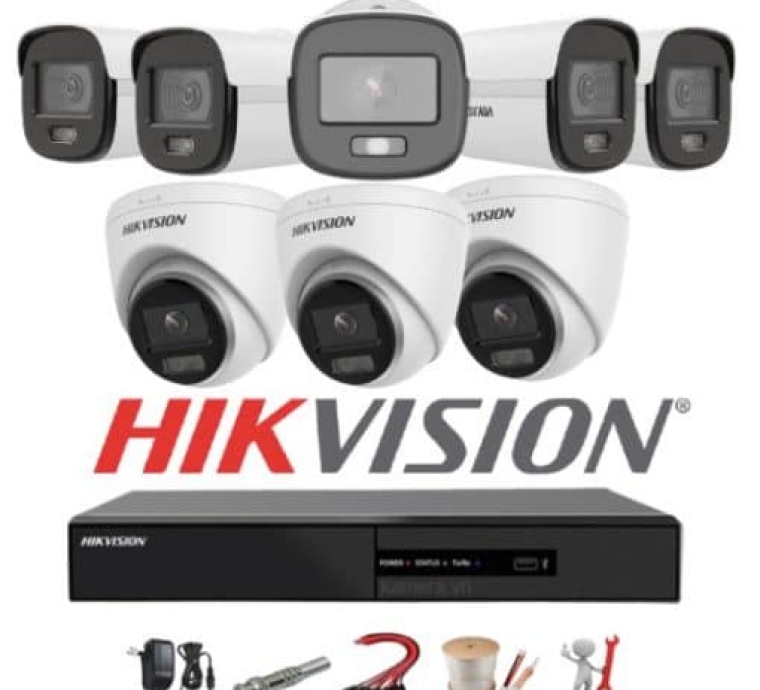 Trọn bộ 8 mắt camera Hikvision 1.0MP HD 720P Hồng ngoại 20m, Chống nước IP66