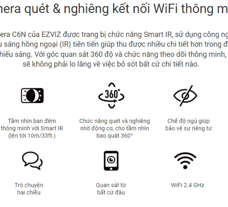 Camera EZVIZ CS-C6N trong nhà, xoay 360 độ